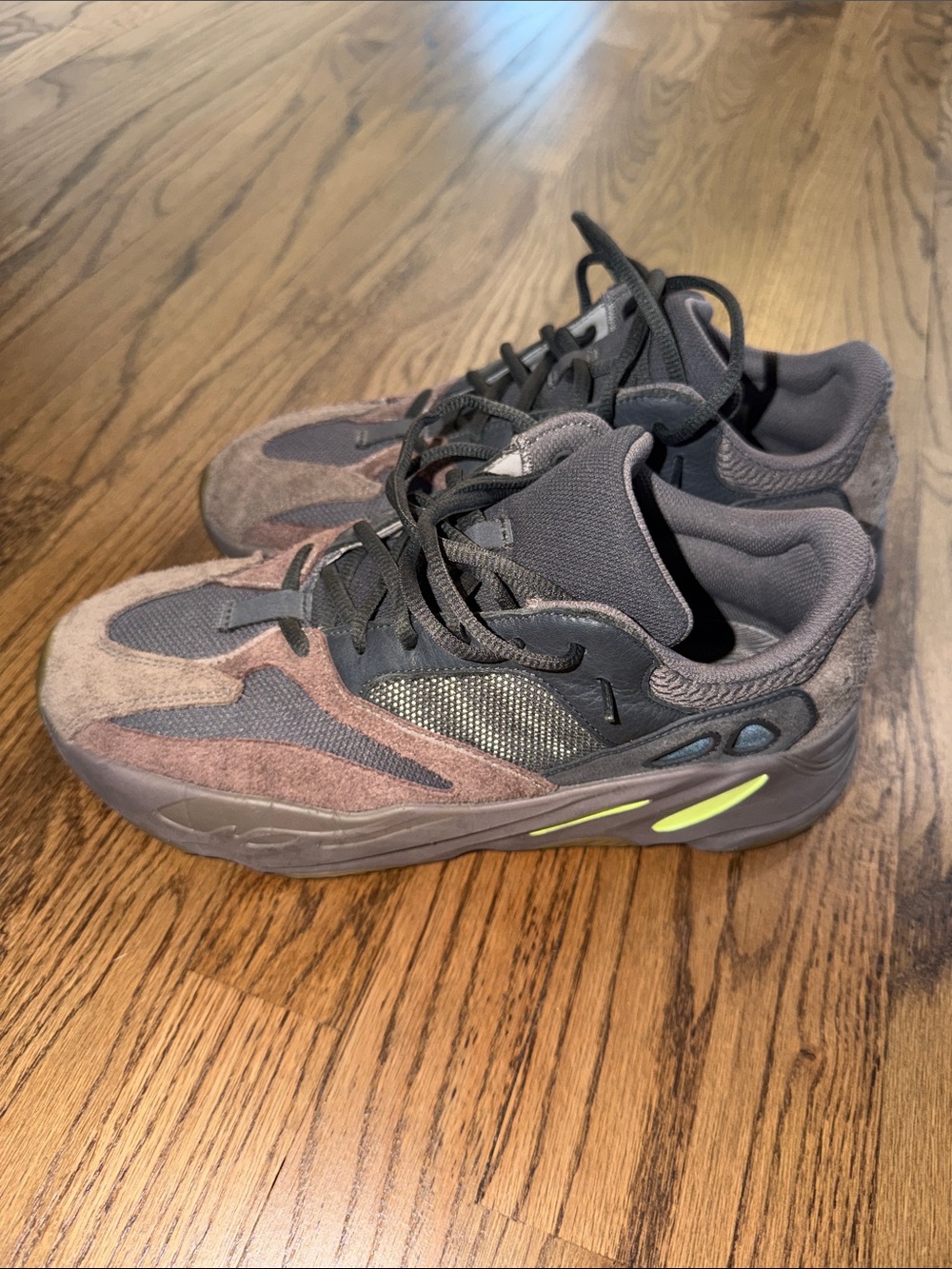 adidas Men's Gray and Brown Sneakers with Neon Accent